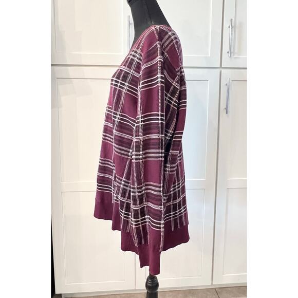 TORRID Long Sleeve Red Plaid Sweater Women's Plus Size 3 Crew Neck Plaid EUC 3X - Picture 7 of 8